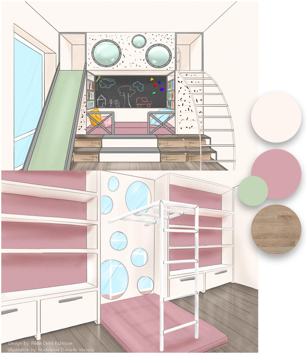 Commissioned Sketch of a kids' bedroom (2020)